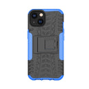 For iPhone 14 Tire Texture TPU + PC Phone Case with Holder (Blue)