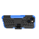 For iPhone 14 Tire Texture TPU + PC Phone Case with Holder (Blue)