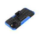 For iPhone 14 Tire Texture TPU + PC Phone Case with Holder (Blue)