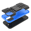 For iPhone 14 Tire Texture TPU + PC Phone Case with Holder (Blue)