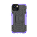For iPhone 14 Tire Texture TPU + PC Phone Case with Holder (Purple)