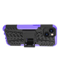 For iPhone 14 Tire Texture TPU + PC Phone Case with Holder (Purple)