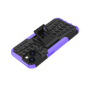 For iPhone 14 Tire Texture TPU + PC Phone Case with Holder (Purple)