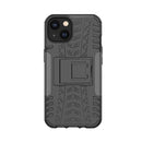 For iPhone 14 Tire Texture TPU + PC Phone Case with Holder (Black)