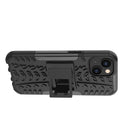For iPhone 14 Tire Texture TPU + PC Phone Case with Holder (Black)