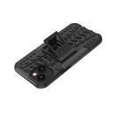 For iPhone 14 Tire Texture TPU + PC Phone Case with Holder (Black)