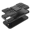 For iPhone 14 Tire Texture TPU + PC Phone Case with Holder (Black)