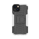 For iPhone 14 Tire Texture TPU + PC Phone Case with Holder (White)