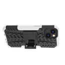 For iPhone 14 Tire Texture TPU + PC Phone Case with Holder (White)