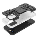 For iPhone 14 Tire Texture TPU + PC Phone Case with Holder (White)