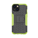 For iPhone 14 Tire Texture TPU + PC Phone Case with Holder (Green)