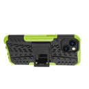 For iPhone 14 Tire Texture TPU + PC Phone Case with Holder (Green)