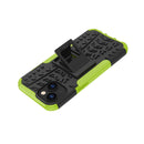 For iPhone 14 Tire Texture TPU + PC Phone Case with Holder (Green)