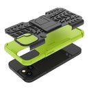 For iPhone 14 Tire Texture TPU + PC Phone Case with Holder (Green)