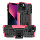 For iPhone 14 Tire Texture TPU + PC Phone Case with Holder (Pink)