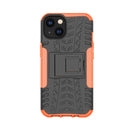 For iPhone 14 Tire Texture TPU + PC Phone Case with Holder (Orange)