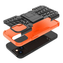 For iPhone 14 Tire Texture TPU + PC Phone Case with Holder (Orange)