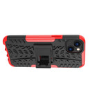 For iPhone 14 Plus Tire Texture TPU + PC Phone Case with Holder (Red)