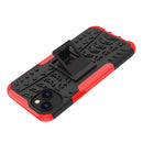 For iPhone 14 Plus Tire Texture TPU + PC Phone Case with Holder (Red)