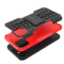 For iPhone 14 Plus Tire Texture TPU + PC Phone Case with Holder (Red)