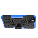 For iPhone 14 Plus Tire Texture TPU + PC Phone Case with Holder (Blue)