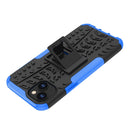 For iPhone 14 Plus Tire Texture TPU + PC Phone Case with Holder (Blue)