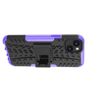 For iPhone 14 Plus Tire Texture TPU + PC Phone Case with Holder (Purple)