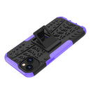 For iPhone 14 Plus Tire Texture TPU + PC Phone Case with Holder (Purple)