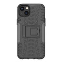For iPhone 14 Plus Tire Texture TPU + PC Phone Case with Holder (Black)