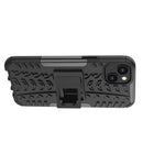 For iPhone 14 Plus Tire Texture TPU + PC Phone Case with Holder (Black)