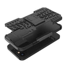 For iPhone 14 Plus Tire Texture TPU + PC Phone Case with Holder (Black)