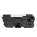 For iPhone 14 Plus Tire Texture TPU + PC Phone Case with Holder (White)