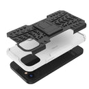 For iPhone 14 Plus Tire Texture TPU + PC Phone Case with Holder (White)