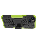 For iPhone 14 Plus Tire Texture TPU + PC Phone Case with Holder (Green)