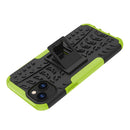 For iPhone 14 Plus Tire Texture TPU + PC Phone Case with Holder (Green)