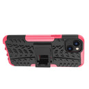 For iPhone 14 Plus Tire Texture TPU + PC Phone Case with Holder (Pink)