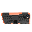For iPhone 14 Plus Tire Texture TPU + PC Phone Case with Holder (Orange)