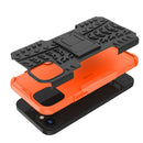 For iPhone 14 Plus Tire Texture TPU + PC Phone Case with Holder (Orange)