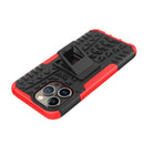 For iPhone 14 Pro Tire Texture TPU + PC Phone Case with Holder(Red)
