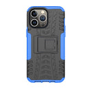 For iPhone 14 Pro Tire Texture TPU + PC Phone Case with Holder(Blue)