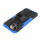For iPhone 14 Pro Tire Texture TPU + PC Phone Case with Holder(Blue)