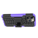 For iPhone 14 Pro Tire Texture TPU + PC Phone Case with Holder(Purple)