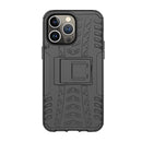 For iPhone 14 Pro Tire Texture TPU + PC Phone Case with Holder(Black)