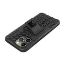 For iPhone 14 Pro Tire Texture TPU + PC Phone Case with Holder(Black)