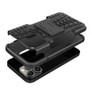 For iPhone 14 Pro Tire Texture TPU + PC Phone Case with Holder(Black)