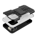 For iPhone 14 Pro Tire Texture TPU + PC Phone Case with Holder(White)