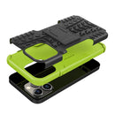 For iPhone 14 Pro Tire Texture TPU + PC Phone Case with Holder(Green)
