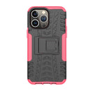 For iPhone 14 Pro Tire Texture TPU + PC Phone Case with Holder(Pink)