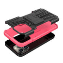 For iPhone 14 Pro Tire Texture TPU + PC Phone Case with Holder(Pink)