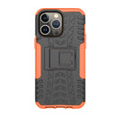 For iPhone 14 Pro Tire Texture TPU + PC Phone Case with Holder(Orange)